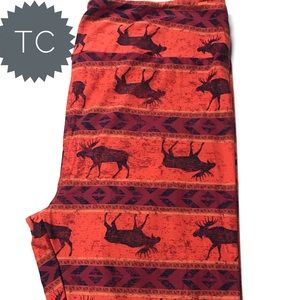 LuLaRoe moose TC Leggings NWT red black